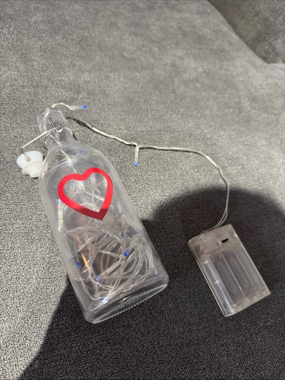IKEA Clear Glass Bottle Lantern with Red Heart - Picture 4 of 10